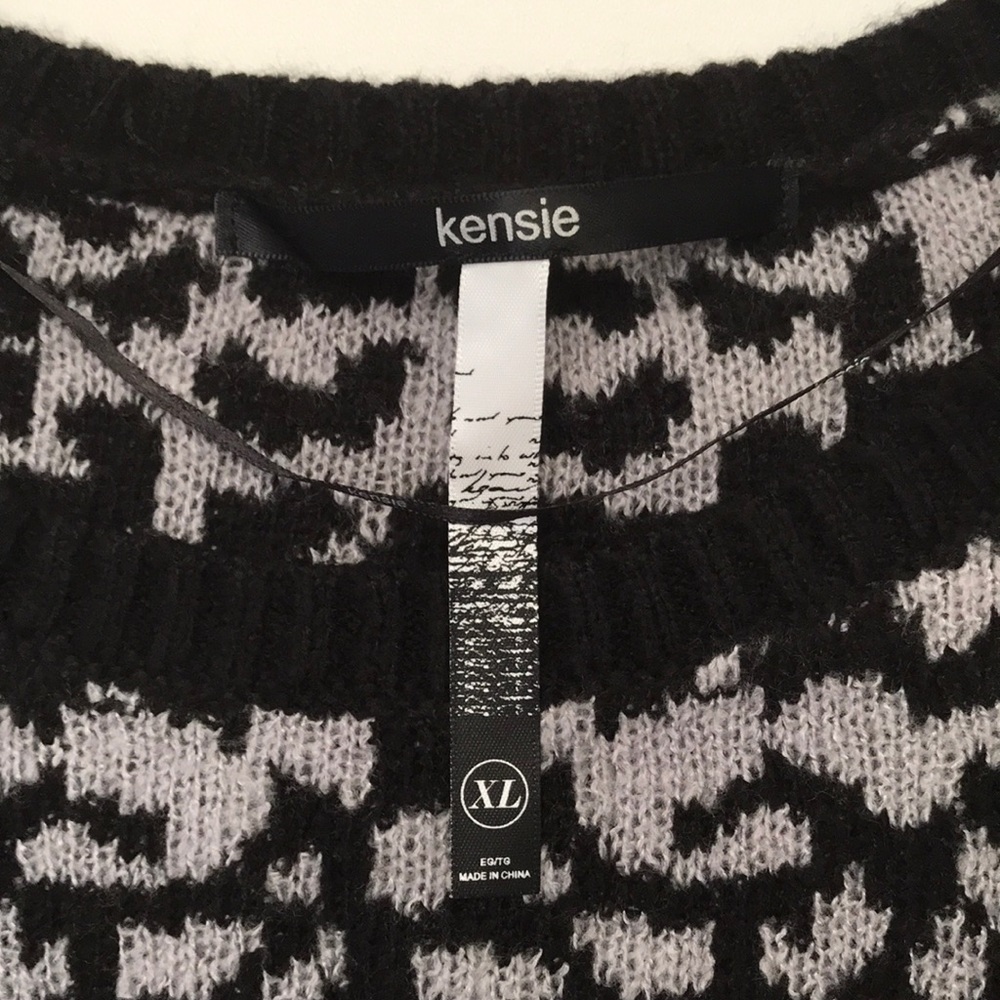 Kensie animal print sweater blouse XL black Grey - Picture 7 of 8
